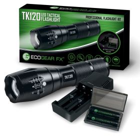 TK120 Professional LED Flashlight Kit with Batteries & Charger