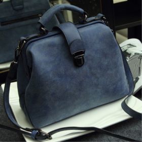 Women Doctor Bag 2024 Mobile Messenger Shoulder Clutch Large Capacity Ladies Scrub Leather Leather Handbag (Color: Blue suede)