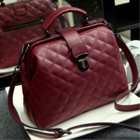 Women Doctor Bag 2024 Mobile Messenger Shoulder Clutch Large Capacity Ladies Scrub Leather Leather Handbag (Color: Red rhombic)