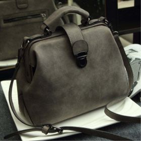 Women Doctor Bag 2024 Mobile Messenger Shoulder Clutch Large Capacity Ladies Scrub Leather Leather Handbag (Color: Gray suede)