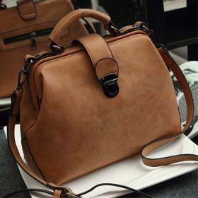 Women Doctor Bag 2024 Mobile Messenger Shoulder Clutch Large Capacity Ladies Scrub Leather Leather Handbag (Color: Brown suede)